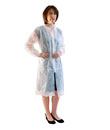 Disposable Visitor Coats with Velcro Fastening - White
